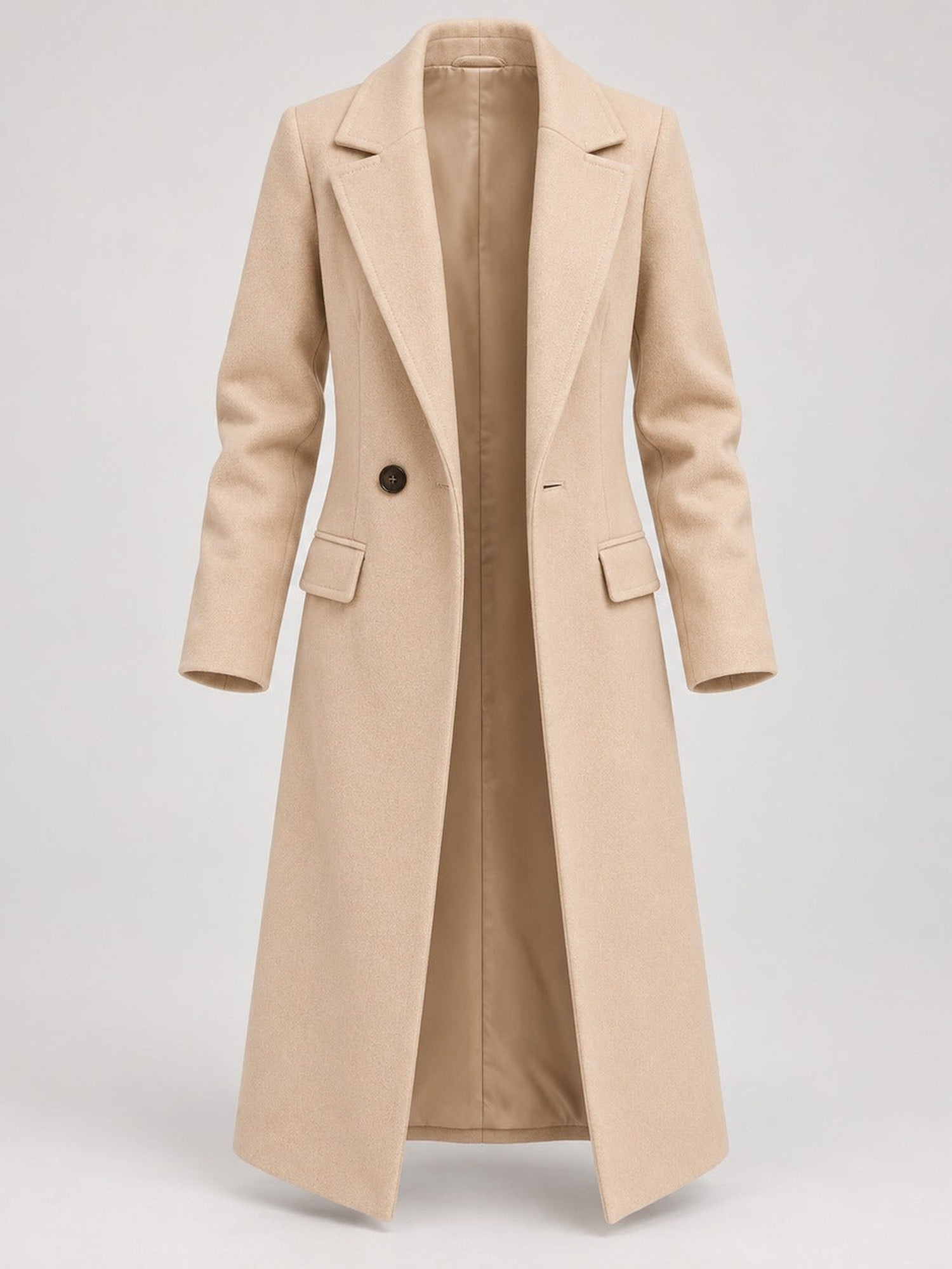 100% Polyester Long Notch-Lapel Coat – Women – studio