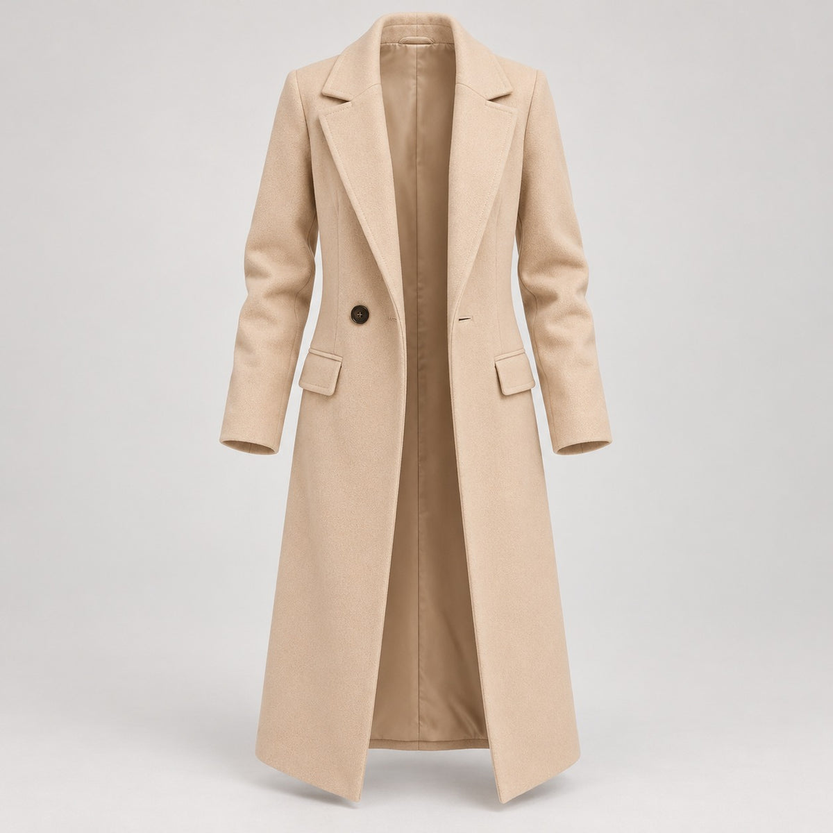 100% Polyester Long Notch-Lapel Coat – Women – studio