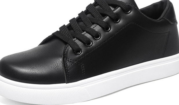 Leather-Look Low-Top Sneakers – Men – Black – side