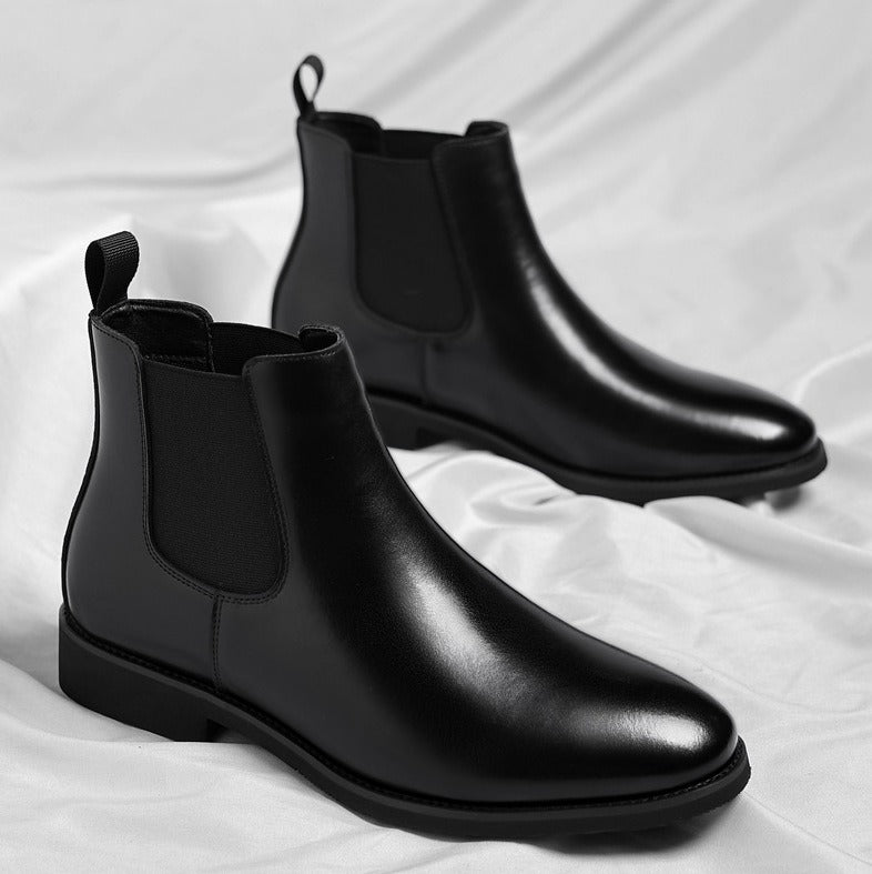Classic Chelsea Boots, Leather-Look, Fleece Option – Men – Black – pair, side