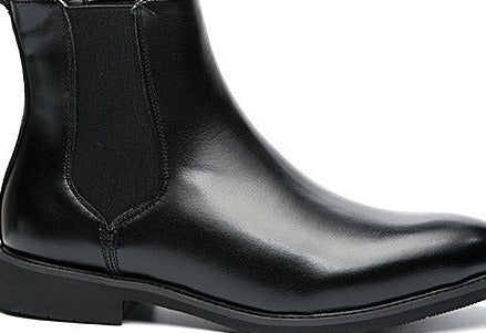 Fleece-Lined Chelsea Boots, Leather-Look – Men – Black – elastic panel detail