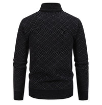 Fleece-Lined Basket-Weave Zip Cardigan – Men – Black – back