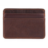 Cowhide Leather Card Holder, Slim – Men – Chocolate – front
