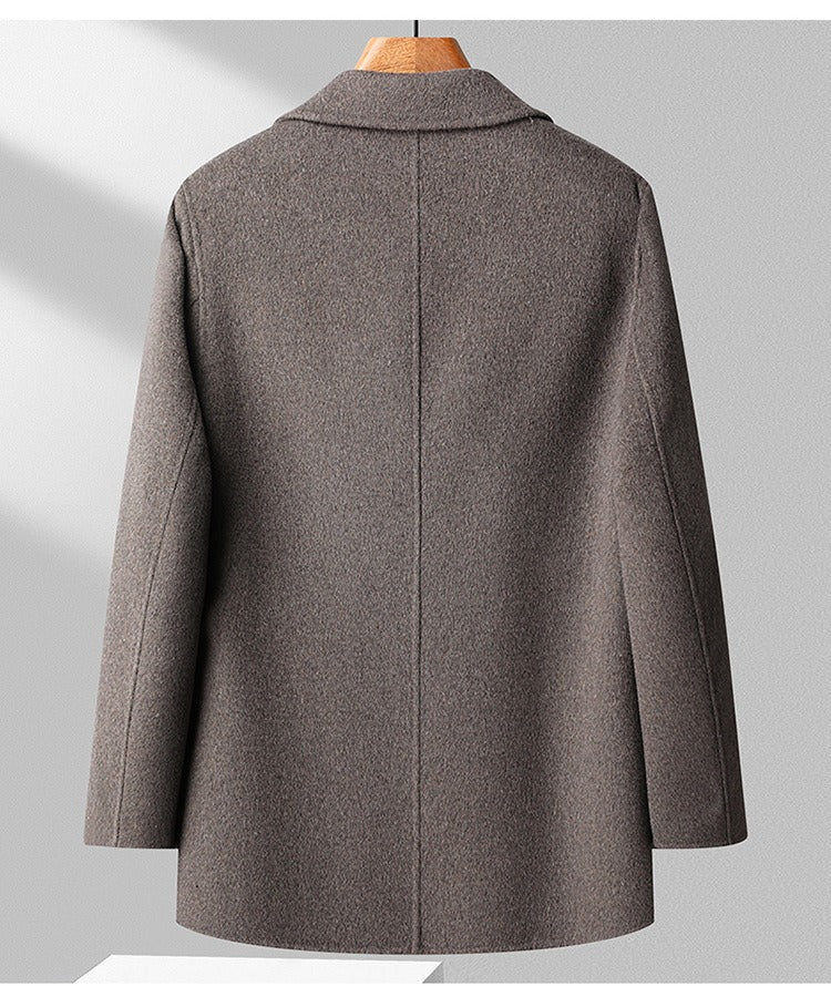 70% Wool Double-Faced Double-Breasted Coat – Men – Grey – back