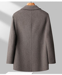 70% Wool Double-Faced Double-Breasted Coat – Men – Grey – back