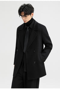 70% Wool Double-Faced Double-Breasted Coat – Men – Black – worn