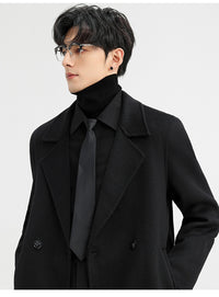 70% Wool Double-Faced Double-Breasted Coat – Men – Black – worn, close