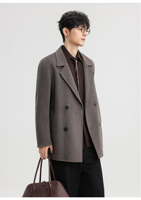 70% Wool Double-Faced Double-Breasted Coat – Men – Grey – worn