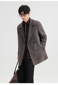 70% Wool Double-Faced Double-Breasted Coat – Men – Grey – worn, close