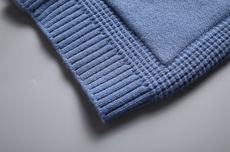 Waffle-Knit Shawl Collar Cardigan – Men – Light Blue – pocket detail