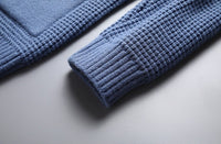 Waffle-Knit Shawl Collar Cardigan – Men – Light Blue – cuff detail