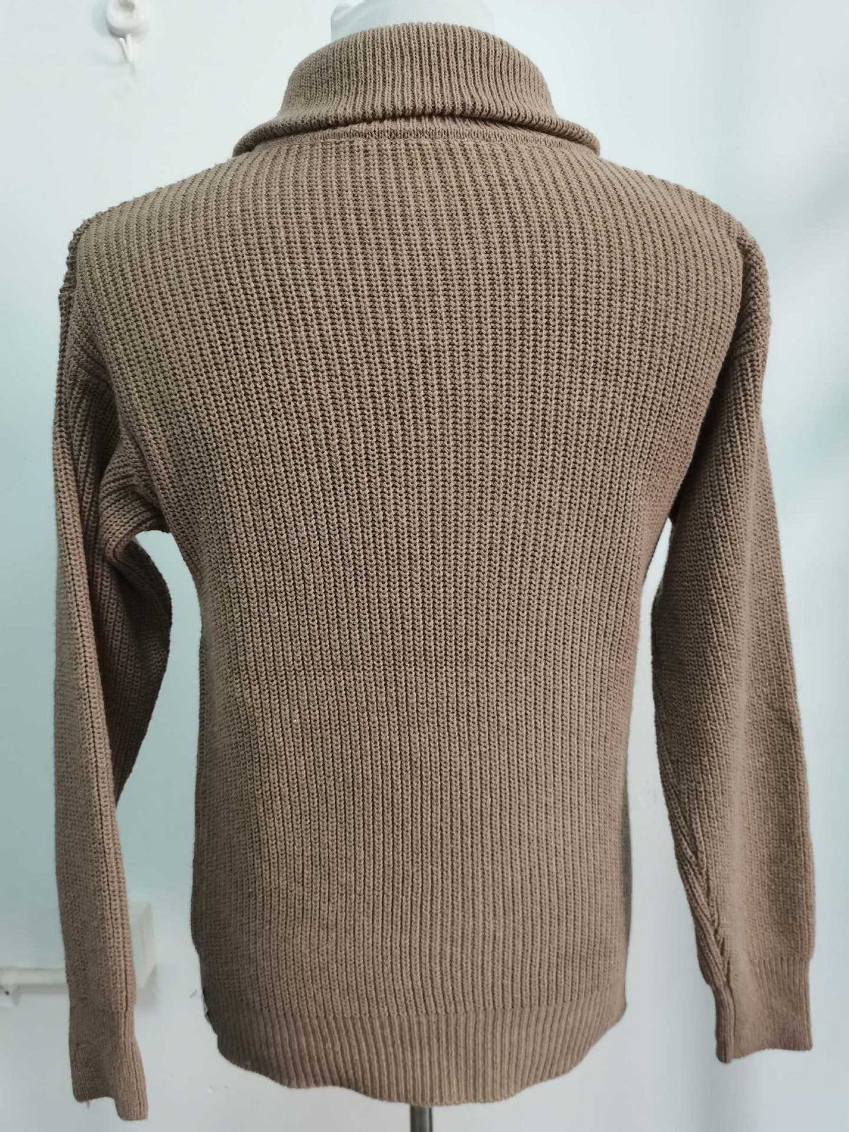 Chunky Rib Half-Zip Sweater, Fold-Down Collar – Men – Camel – back