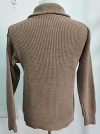 Chunky Rib Half-Zip Sweater, Fold-Down Collar – Men – Camel – back