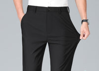 Lightweight Stretch Straight Trousers – Men – Black – worn, front