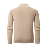 Ribbed Quarter-Zip Sweater, Raglan Sleeves – Men – Beige – back