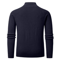 Ribbed Quarter-Zip Sweater, Raglan Sleeves – Men – Navy – back