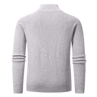 Ribbed Quarter-Zip Sweater, Raglan Sleeves – Men – Grey – back