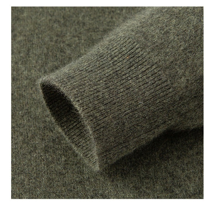 90% Wool Quarter-Zip Sweater, Cashmere and Silk – Men – Olive – cuff