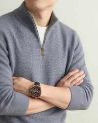90% Wool Quarter-Zip Sweater, Cashmere and Silk – Men – Grey – worn