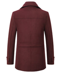 Wool-Blend Double-Collar Coat – Men – Burgundy – back