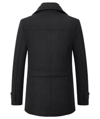 Wool-Blend Double-Collar Coat – Men – Black – back