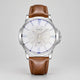 Silver · White Dial · Brown Strap