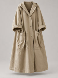 65% Polyester, 35% Cotton Oversized Hooded Long Coat – Women – studio