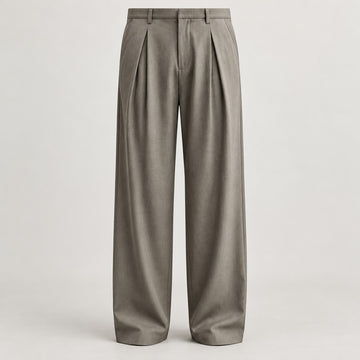 Pleated Straight-Leg Trousers, Soft Drape – Men – Brown – worn