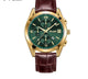 Gold · Green Dial · Brown Leather
