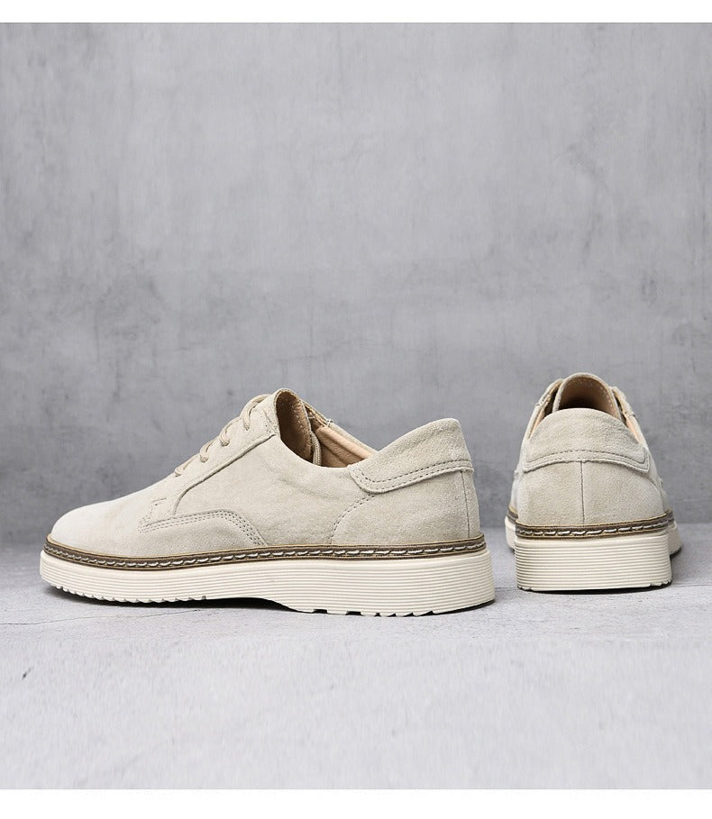 Suede Derby Shoes, Crepe-Look Sole – Men – Stone – pair