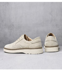 Suede Derby Shoes, Crepe-Look Sole – Men – Stone – pair
