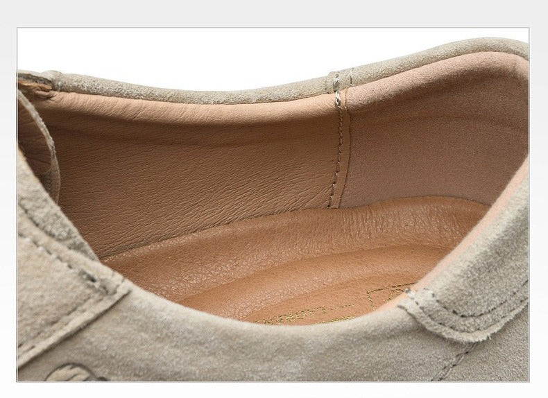 Suede Derby Shoes, Crepe-Look Sole – Men – Stone – lining