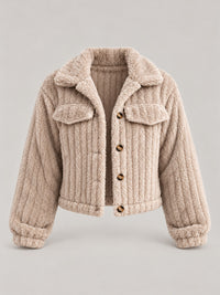 95% Polyester Ribbed Teddy Cropped Jacket – Women – studio