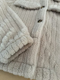 95% Polyester Ribbed Teddy Cropped Jacket – Women – Beige – cuff detail