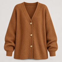 Ribbed V-Neck Button Cardigan – Women – studio