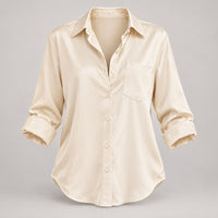 Satin Button-Up Shirt with Pocket – Women – studio