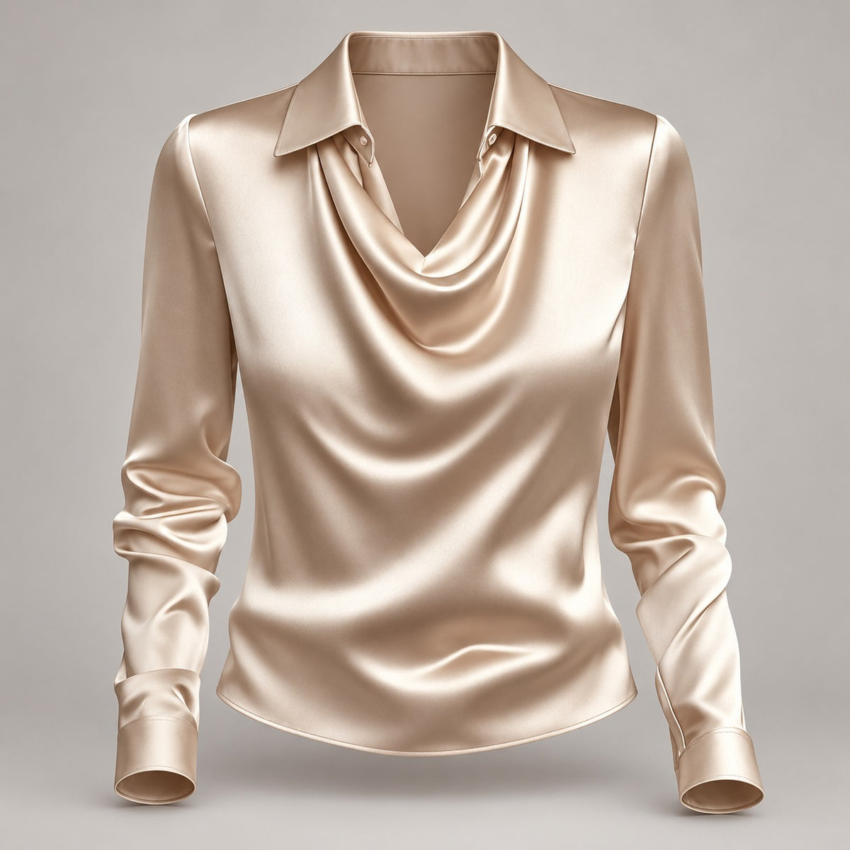 Satin Cowl-Neck Long-Sleeve Blouse – Women – studio
