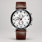 Silver · White Dial · Brown Leather