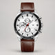 Silver · White Dial · Brown Leather