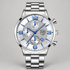 Argenté · Cadran blanc · Bracelet acier