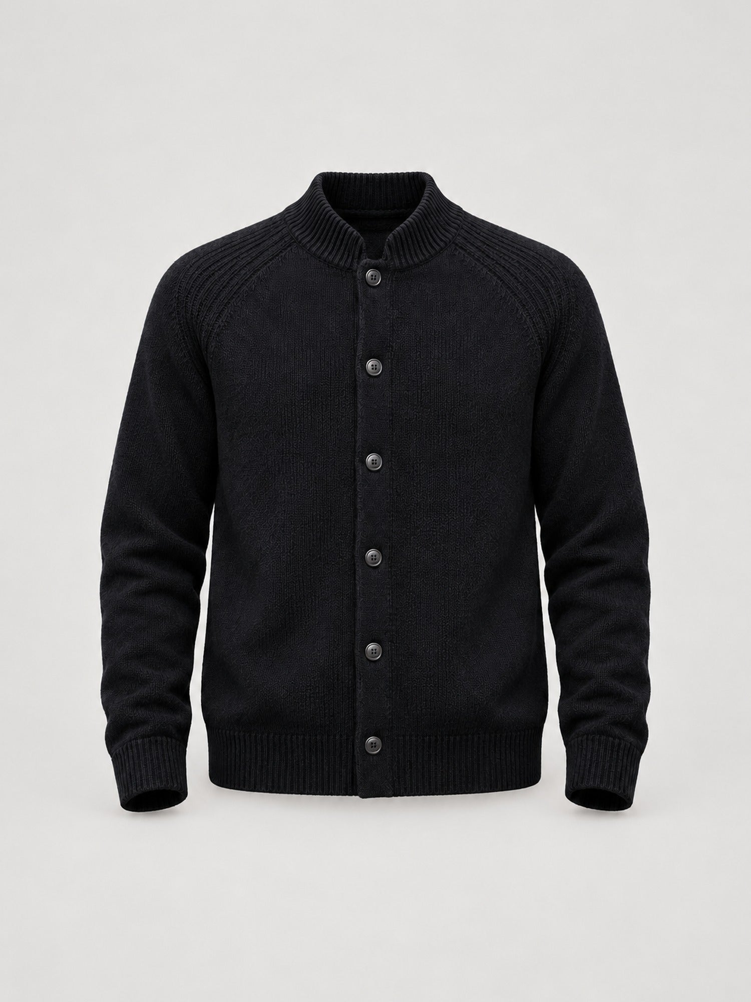 57.7% Acrylic, 42.3% Cotton Stand-Collar Cardigan – Men – studio