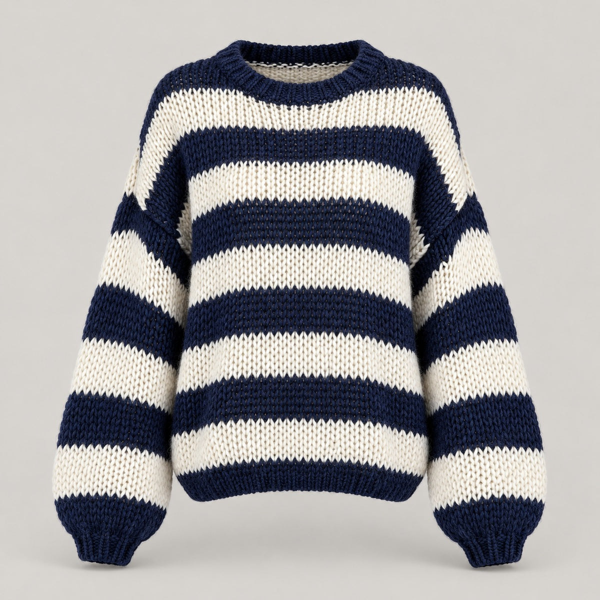 Striped Chunky Knit Off-Shoulder Sweater – Women – studio