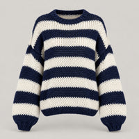 Striped Chunky Knit Off-Shoulder Sweater – Women – studio