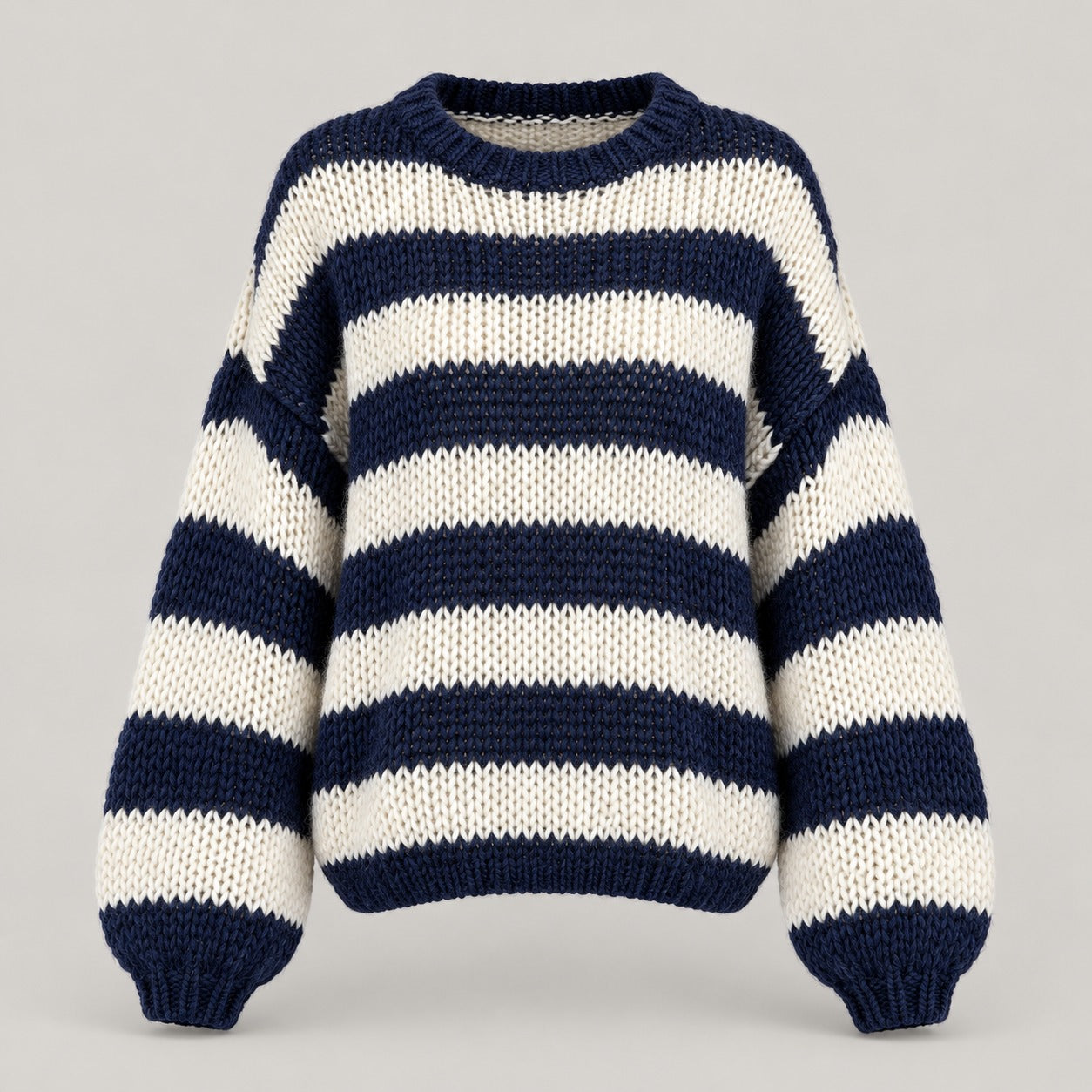 Striped Chunky Knit Off-Shoulder Sweater – Women – studio