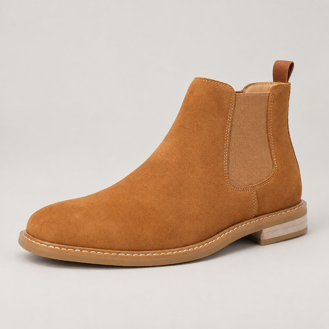 Suede Chelsea Boots, Cowhide – Men – Camel – side