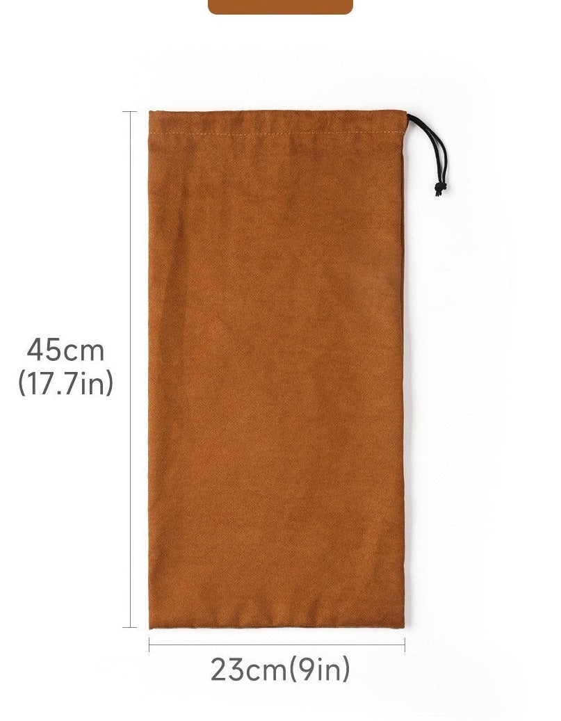 Suede Drawstring Shoe Bag for Travel – Men – Brown – front