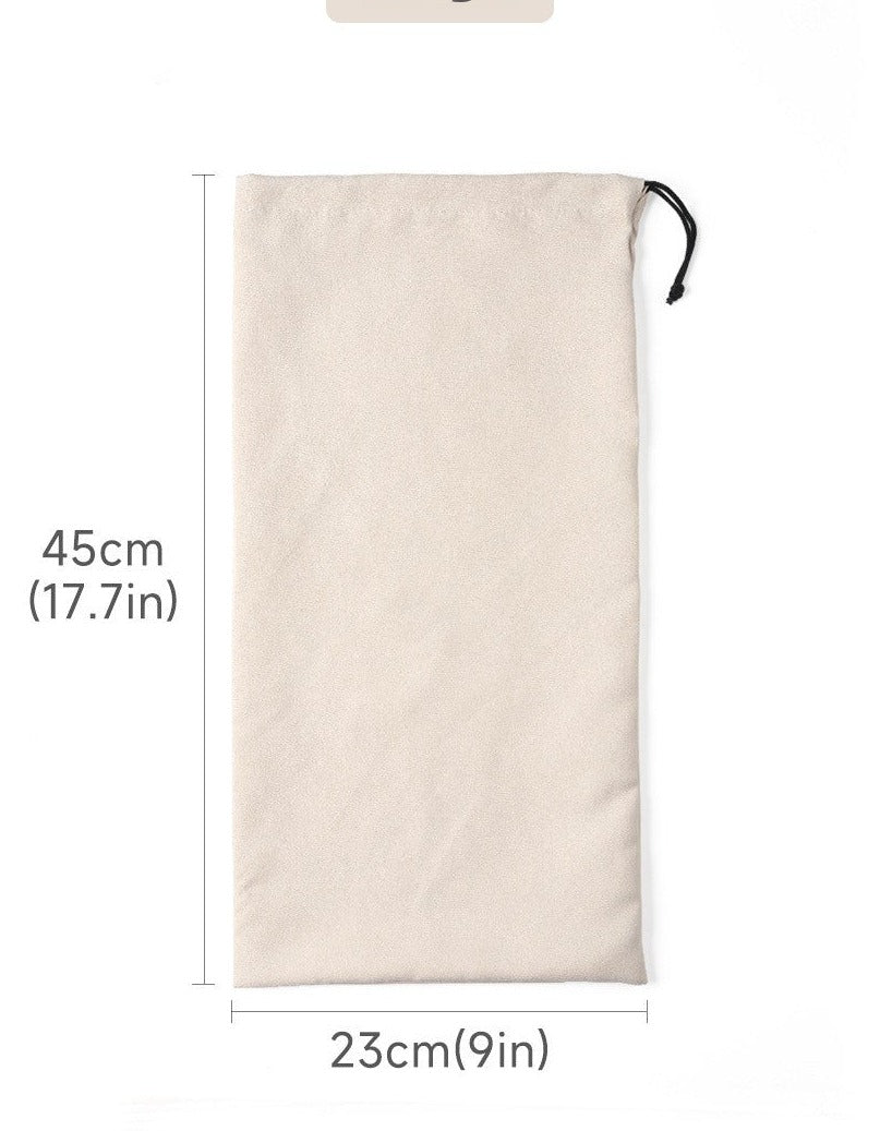 Suede Drawstring Shoe Bag for Travel – Men – Beige – front