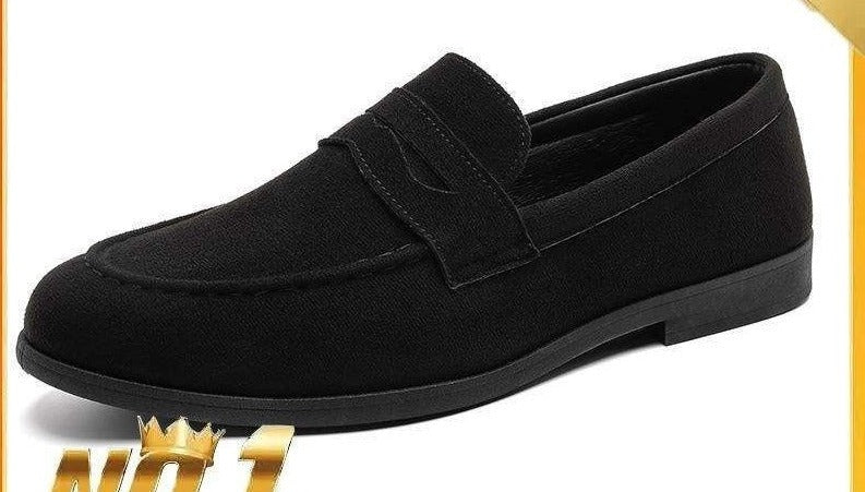 Suede-Look Penny Loafers – Men – Black – side