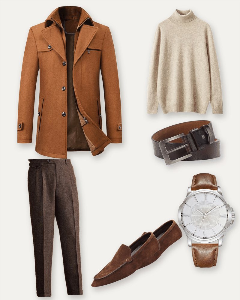The Camel Coat — Old Money Winter Look – full Look – animated