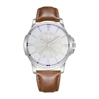 The Camel Coat — Old Money Winter Look – silver dress watch, brown strap